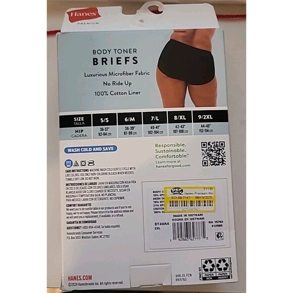 Hanes Premium 4pk Body Toner Smoothing 4 pk Briefs 9/2XL - Picture 2 of 4
